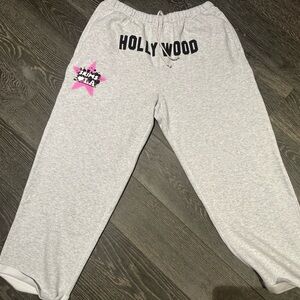 SKIMS Gray "Hollywood" Track Pants with Pink Star Graphic